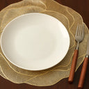 Jogo Americano Dourado Redondo com Descanso de Copo – Kit 6 Peças PVC 38cm – Casa Splendida