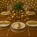 Jogo Americano Dourado Redondo Luxo – Kit 6 Unidades 38cm Casa Splendida