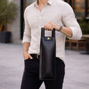 Bolsa para Vinho Luxo em Couro Estilo Premium Preto