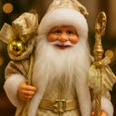 Boneco Papai Noel Branco e Dourado Casa Splendida