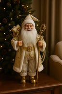 Boneco Papai Noel Branco e Dourado Casa Splendida
