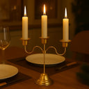 Castiçal Dourado em Latão 3 Velas – Candelabro Clássico Casa Splendida