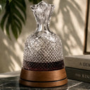Decanter de Vinho em Cristal com Base de Madeira 1100ml Casa Splendida