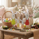 Decoração de Páscoa Família de Coelhos Enfeite para Mesa Casa Splendida