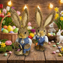 Decoração de Páscoa Kit 2 Coelhos Mágicos Elegantes Casa Splendida