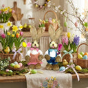 Decoração de Páscoa Kit 2 Coelhos Mágicos de Palha Casa Splendida