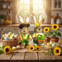 Decoração de Páscoa Coelhos Girassois