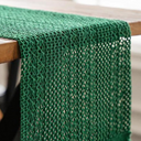 Corredor de mesa trançado verde 30x220cm em algodão e linho