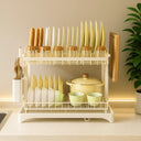 Escorredor de Louça Rack 2 Andares com Bandeja Coletora Casa Splendida – Preto e Branco