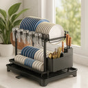 Escorredor de Louça Rack 2 Andares com Bandeja Coletora Casa Splendida – Preto e Branco