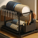 Escorredor de Louça Rack 2 Andares com Bandeja Coletora Casa Splendida – Preto e Branco