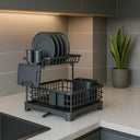 Escorredor de Louça 2 Andares Rack Metálico Bege e Preto Casa Splendida