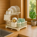 Escorredor de Louça 2 Andares Rack Metálico Bege e Preto Casa Splendida