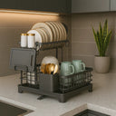 Escorredor de Louça 2 Andares Rack Metálico Bege e Preto Casa Splendida