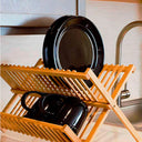 Escorredor de Louça Bambu Dobrável com 11 e 14 Divisórias Casa Splendida