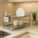 Escorredor de Louça Inox Premium com Porta Talheres 16 e 20 Pratos Casa Splendida