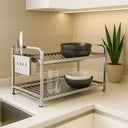 Escorredor de Louça Inox Premium com Porta Talheres 16 e 20 Pratos Casa Splendida