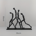 Escultura Decorativa Abstrata Homens em Movimento Metal Preto Casa Splendida