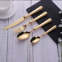 Conjunto de talheres inox dourado estilo ocidental 24 peças com acabamento refinado e design elegante