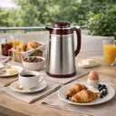 Garrafa Térmica Inox Mogno Vermelho Luxo Cristallo 1300ml Casa Splendida em bandeja de café da manhã