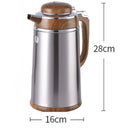Medidas da Garrafa térmica inox Madeira Nogueira para café Luxo Cristallo 1300ml Casa Splendida (altura 28cm, base 16cm)
