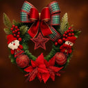 Guirlanda de Natal Luxo Papai Noel Vermelha 40cm Casa Splendida