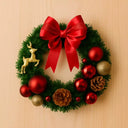 Guirlanda de Natal para Porta Vermelha e Dourada 35cm Casa Splendida