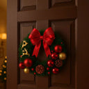 Guirlanda de Natal para Porta Vermelha e Dourada 35cm Casa Splendida