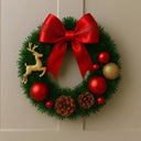 Guirlanda de Natal para Porta Vermelha e Dourada 35cm Casa Splendida