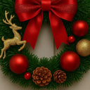 Guirlanda de Natal para Porta Vermelha e Dourada 35cm Casa Splendida