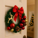 Guirlanda de Natal para Porta Vermelha e Dourada 35cm Casa Splendida