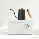 Chaleira gooseneck 600ml com cabo de madeira e bico fino curvo para preparo manual de café