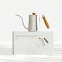 Chaleira gooseneck 600ml com cabo de madeira e bico fino curvo para preparo manual de café