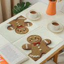 Jogo Americano de Natal Biscoito Artesanal Casa Splendida – composição com louça branca e talheres dourados para ceia