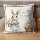 Kit 4 Capas de Almofada Páscoa Coelhos Campestre 45x45 Casa Splendida