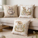 Kit 4 Capas de Almofada Páscoa Coelhos Floral 45x45 Casa Splendida