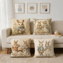 Kit 4 Capas de Almofada Páscoa Coelhos Vintage 45x45 Casa Splendida