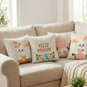 Kit 4 Capas de Almofada de Páscoa 45x45 Coelhos Delicados