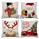 Capa de almofada de Natal vermelha com estampa de boneco de neve sorridente, tamanho 45x45cm.