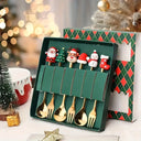 Kit Talheres de Natal Encantado Casa Splendida – caixa verde com 6 colheres decoradas natalinas