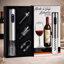 Kit Abridor de Vinho Elétrico Automático com Caixa Presenteável 4 Peças Casa Splendida