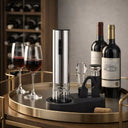 Kit Abridor de Vinho Elétrico Automático em Inox com Base Casa Splendida