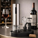 Kit Abridor de Vinho Elétrico Automático em Inox com Base Casa Splendida