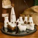 Presépio de natal 3d branco e marrom 10 peças em decoração de natal