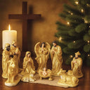 Presépio de Natal completo em gesso resinado com 10 peças em exposição 