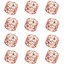 Porta-guardanapos metálicos vazados com acabamento eletroplated em rose Geométrico para eventos e mesa posta elegante