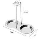 Conjunto inox prata com suporte vertical e base coletora