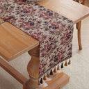 Caminho de mesa jacquard boho com tassel, estampas vintage coloridas em poliéster e algodão