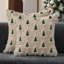 Kit 2 Peças Capa de Almofada de Natal Pinheiros Coloridos em Pelúcia 45x45 cm