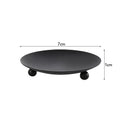 Base redonda Preto de metal com três pezinhos para vela pilar